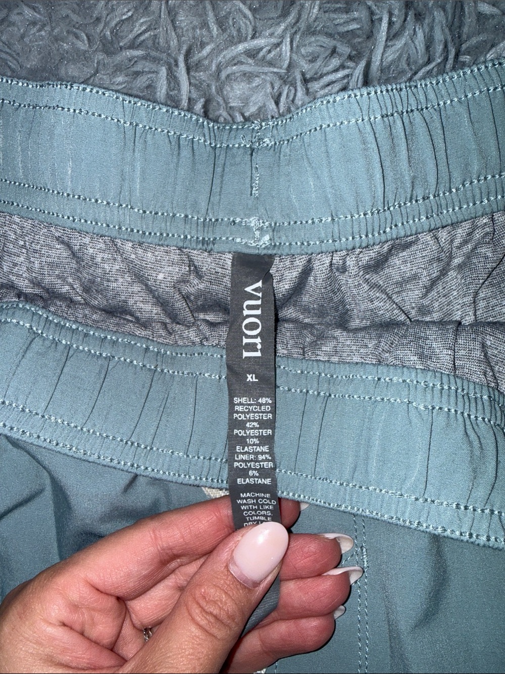 Vuori Light Gray Athletic Shorts with Cream Drawstring - Picture 3 of 6